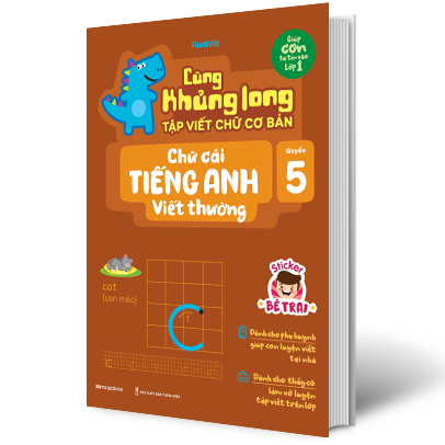 bộ cùng khủng long tập viết chữ cơ bản - chữ cái tiếng anh viết thường - quyển 5 (sticker bé trai)