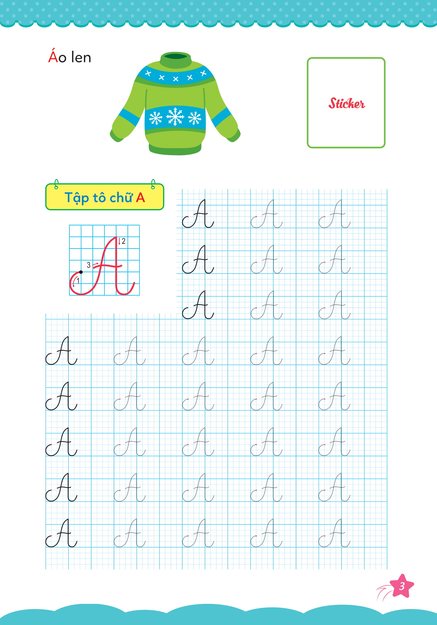 bộ cùng khủng long tập viết chữ cơ bản - chữ cái tiếng việt viết hoa - quyển 6 (sticker bé trai)