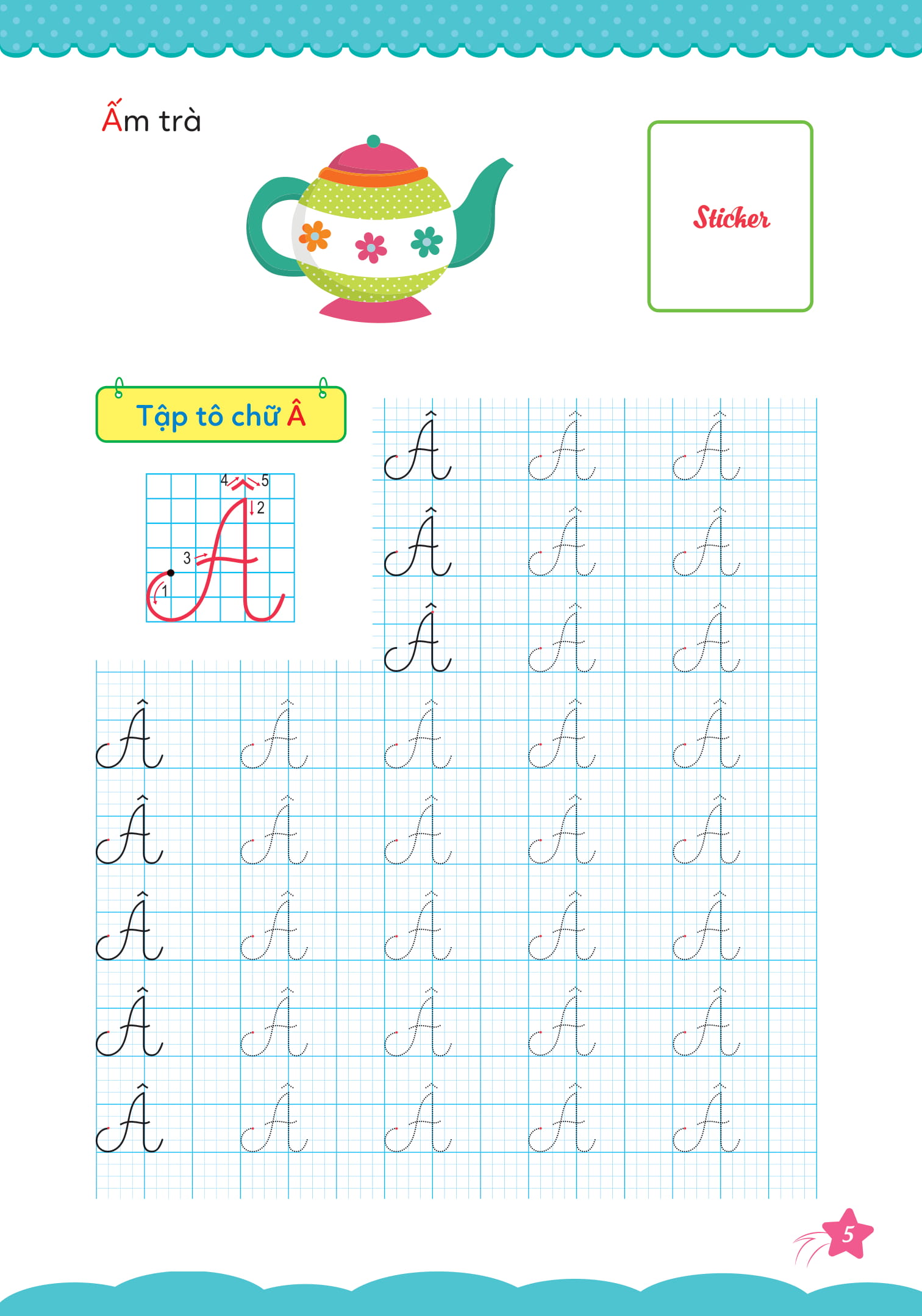 bộ cùng khủng long tập viết chữ cơ bản - chữ cái tiếng việt viết hoa - quyển 6 (sticker bé trai)