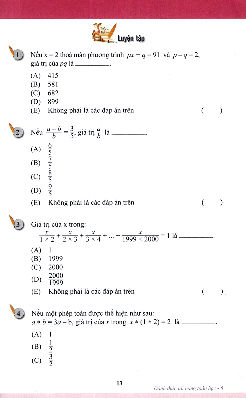 bộ đánh thức tài năng toán học - math olympiad-the next lap - tập 6 (13-14 tuổi) (tái bản 2022)