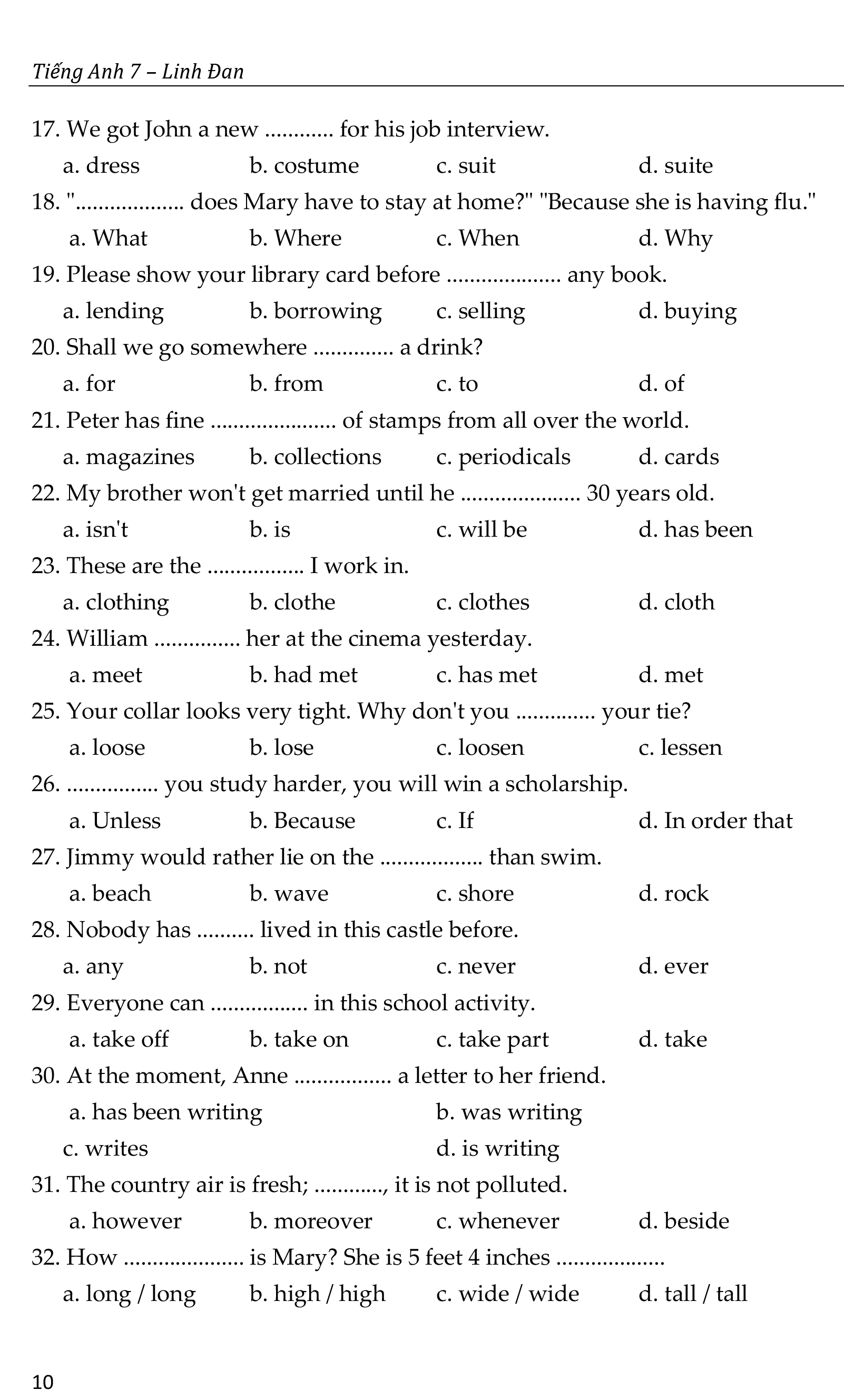 bộ đề bồi dưỡng học sinh giỏi tiếng anh toàn diện lớp 7