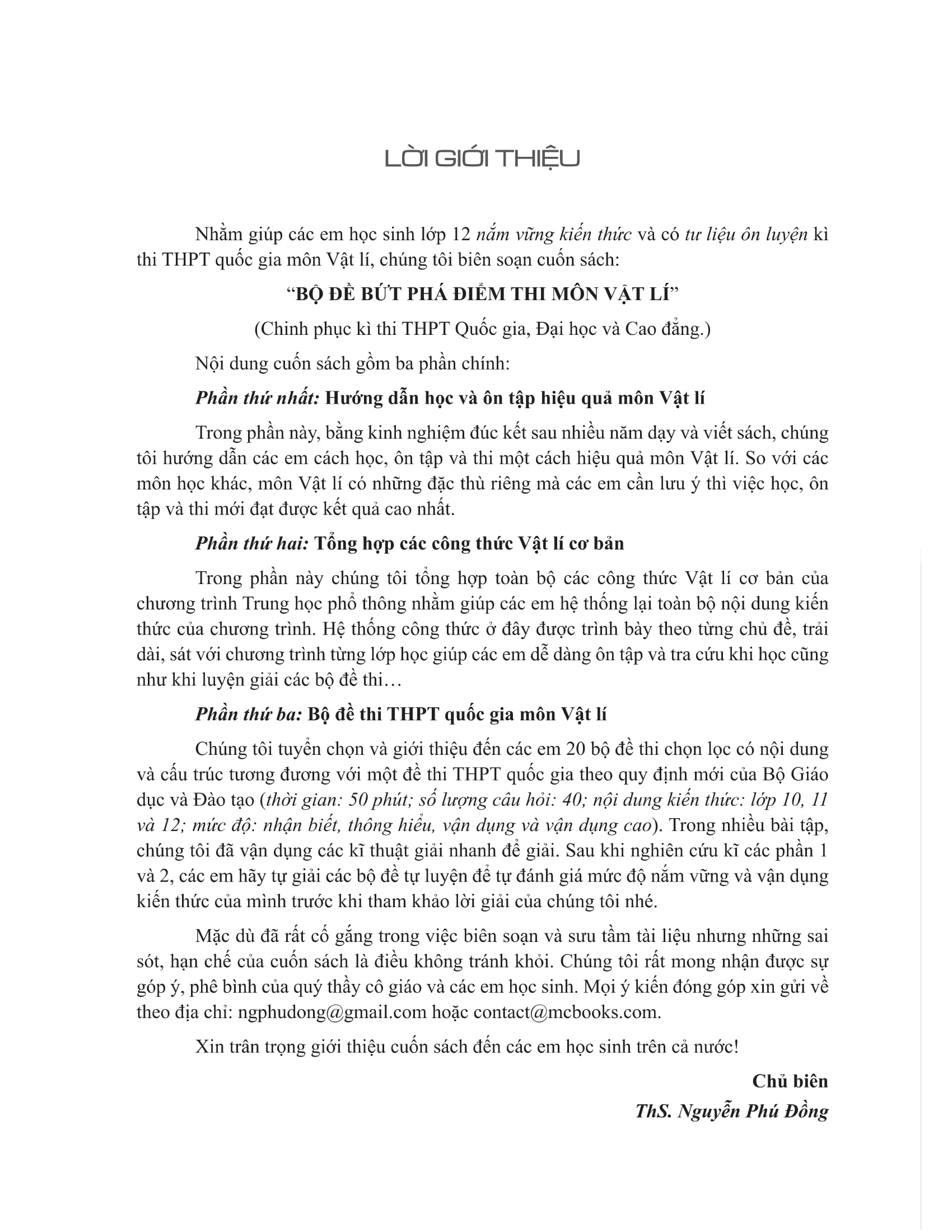 bộ đề bứt phá điểm thi môn vật lí - chinh phục kỳ thi thpt quốc gia, đại học và cao đẳng