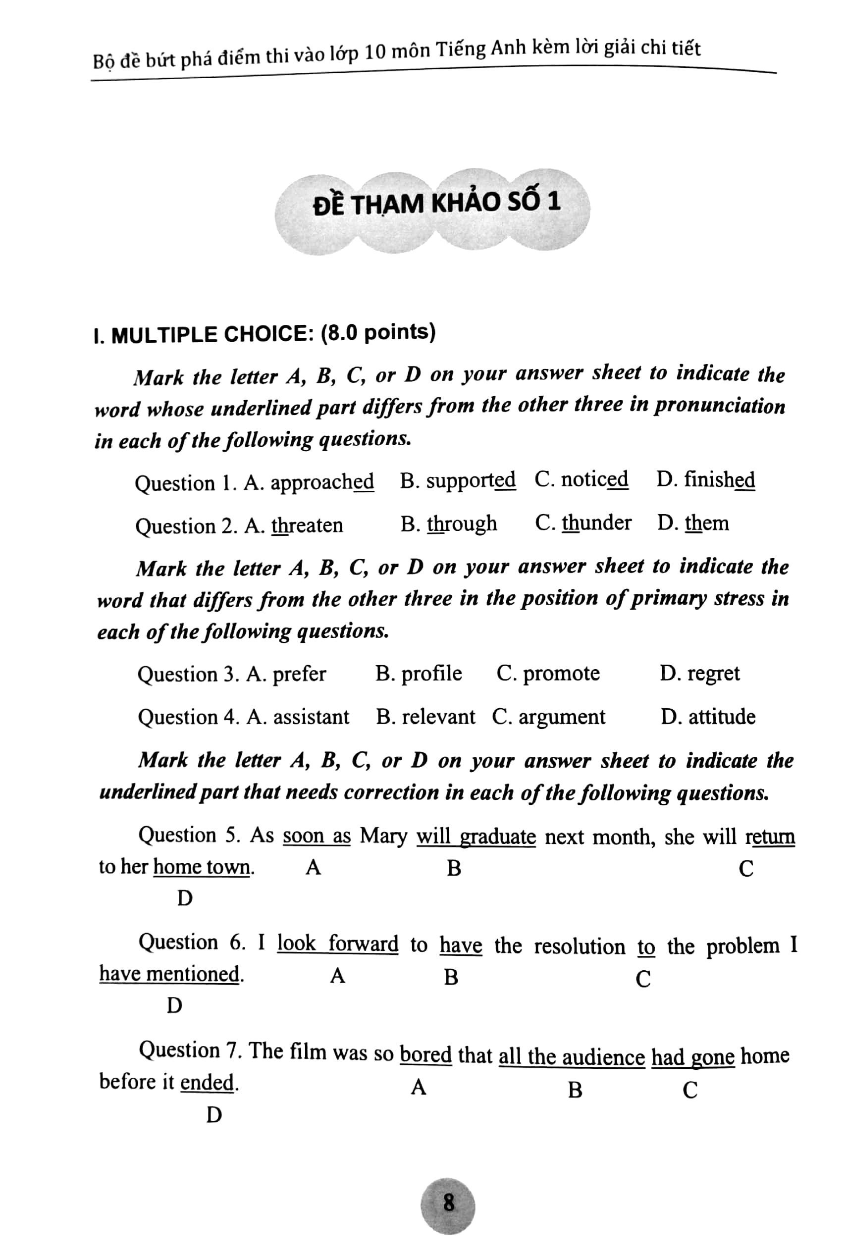 bộ đề bứt phá điểm thi vào lớp 10 môn tiếng anh (lời giải chi tiết)