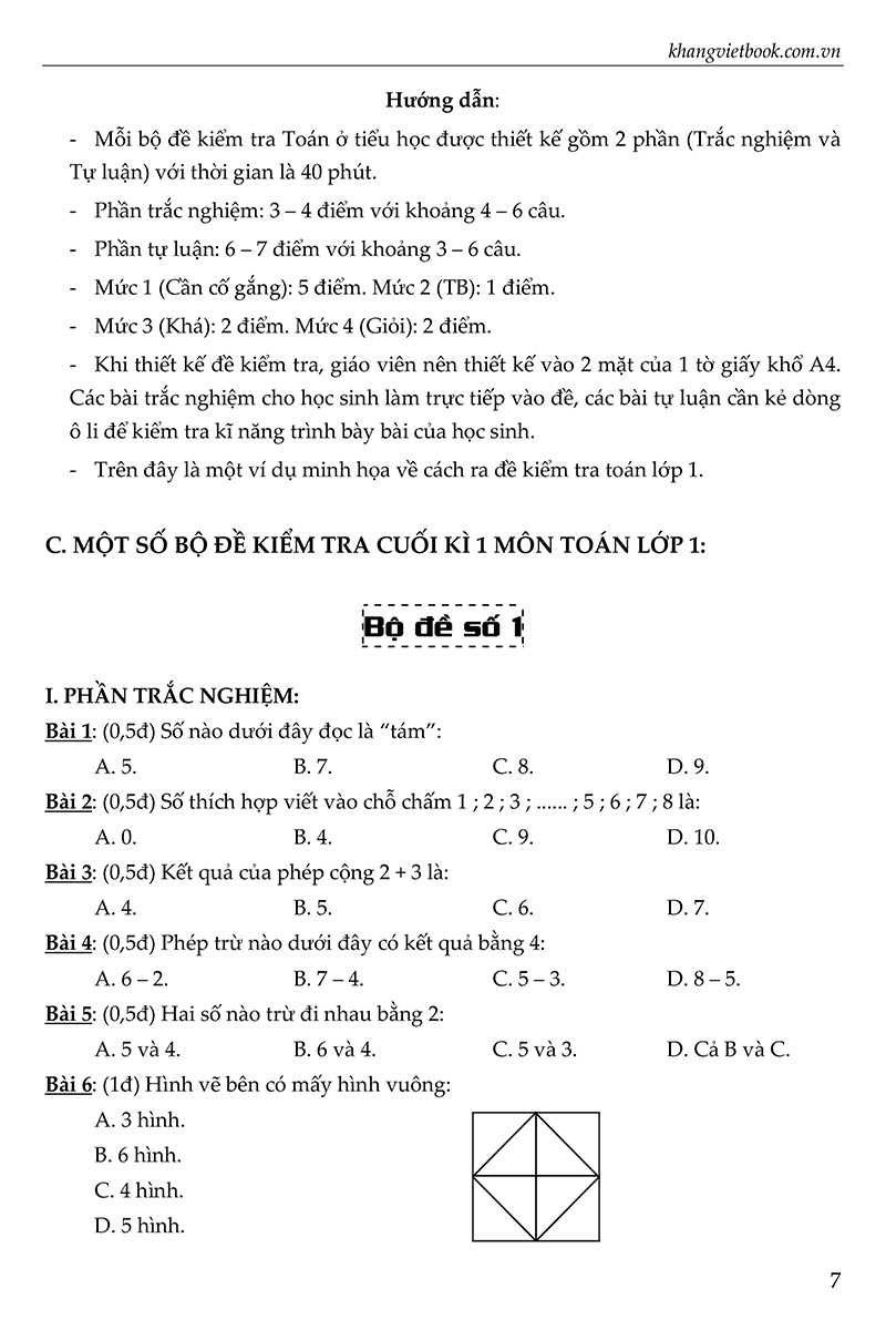bộ đề kiểm tra đánh giá năng lực học sinh lớp 1 (biên soạn theo chương trình sách giáo khoa mới)
