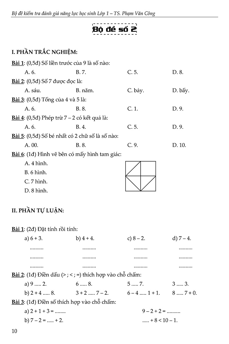 bộ đề kiểm tra đánh giá năng lực học sinh lớp 1 (biên soạn theo chương trình sách giáo khoa mới)