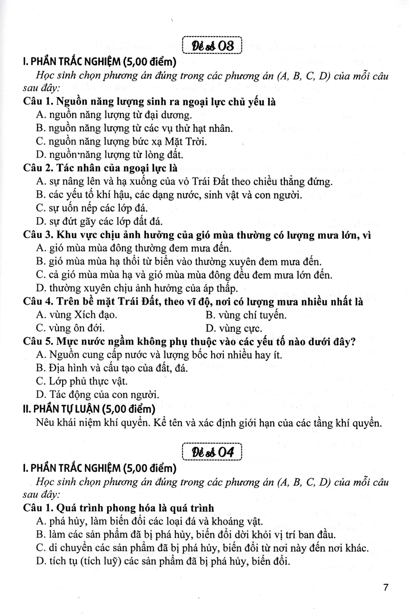 bộ đề kiểm tra địa lí 10