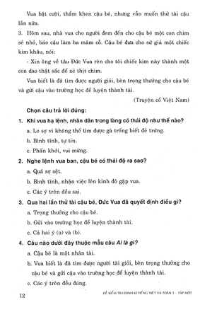 bộ đề kiểm tra định kì tiếng việt và toán - lớp 3 (tập 1)