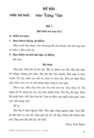 bộ đề kiểm tra định kì tiếng việt và toán - lớp 3 (tập 1)