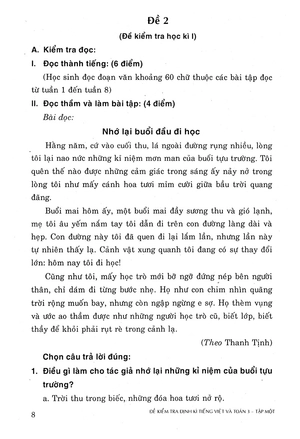 bộ đề kiểm tra định kì tiếng việt và toán - lớp 3 (tập 1)