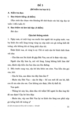 bộ đề kiểm tra định kì tiếng việt và toán - lớp 3 (tập 1)
