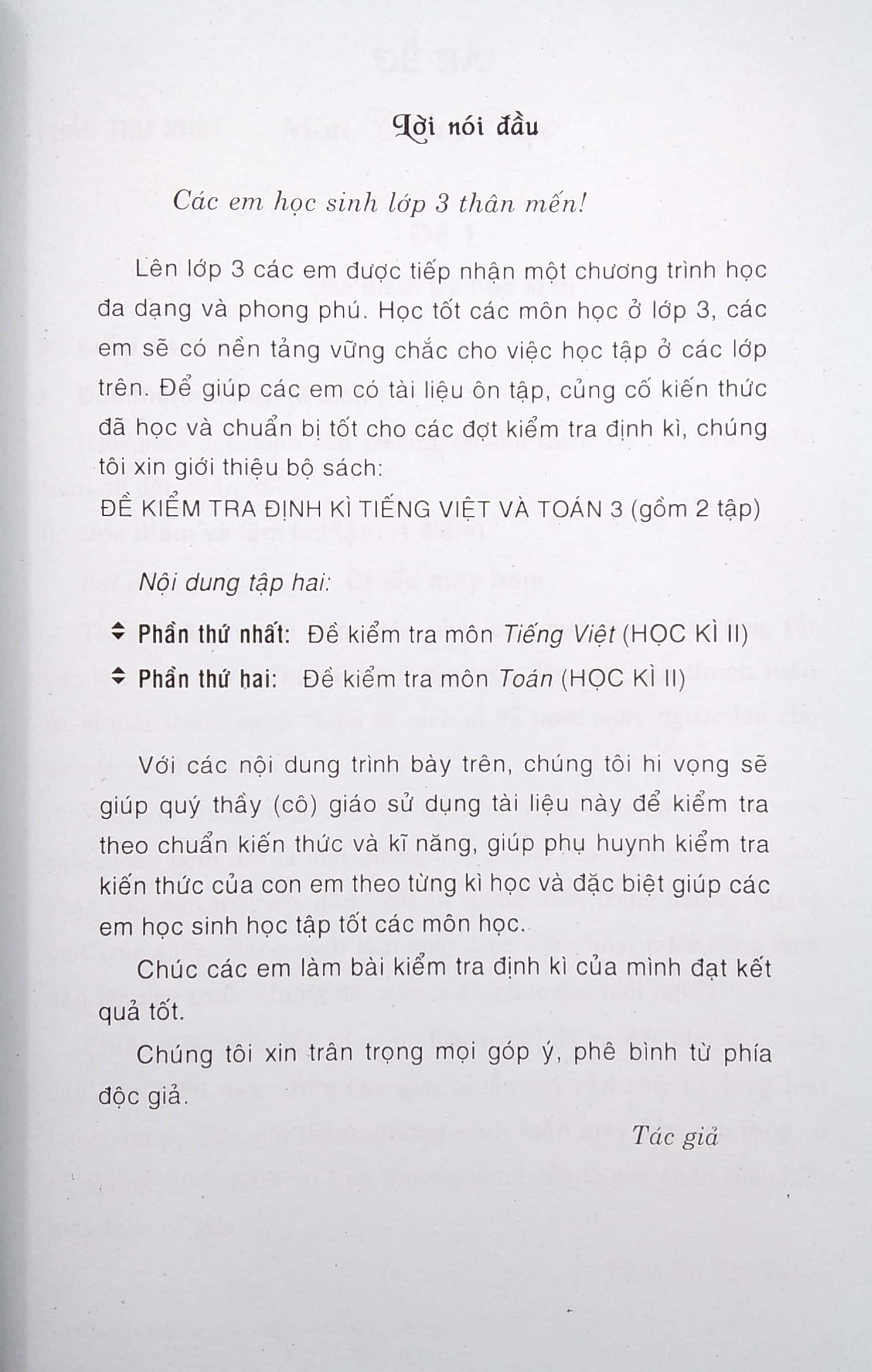 bộ đề kiểm tra định kì tiếng việt và toán lớp 3 - tập 2 (2019)