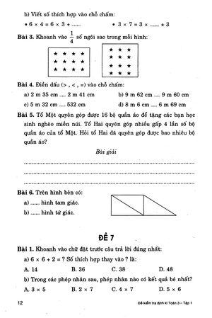 bộ đề kiểm tra định kì toán 3 - tập 1