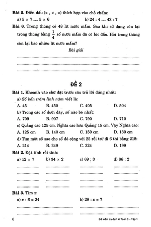 bộ đề kiểm tra định kì toán 3 - tập 1