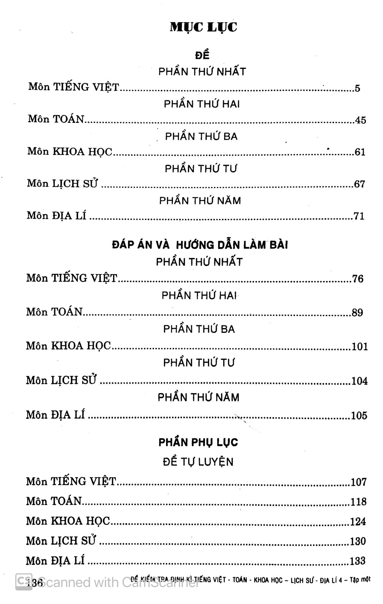 bộ đề kiểm tra định kỳ tiếng việt - toán- khoa học- lịch sử -địa lí 4 - tập 1