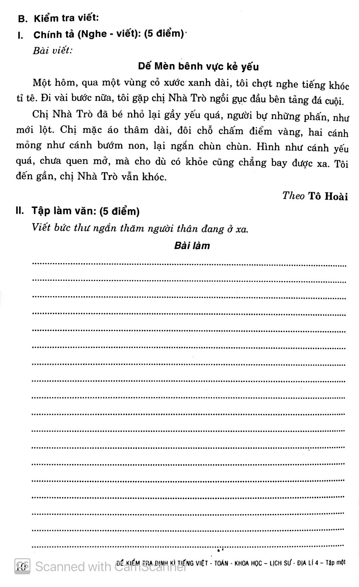 bộ đề kiểm tra định kỳ tiếng việt - toán- khoa học- lịch sử -địa lí 4 - tập 1