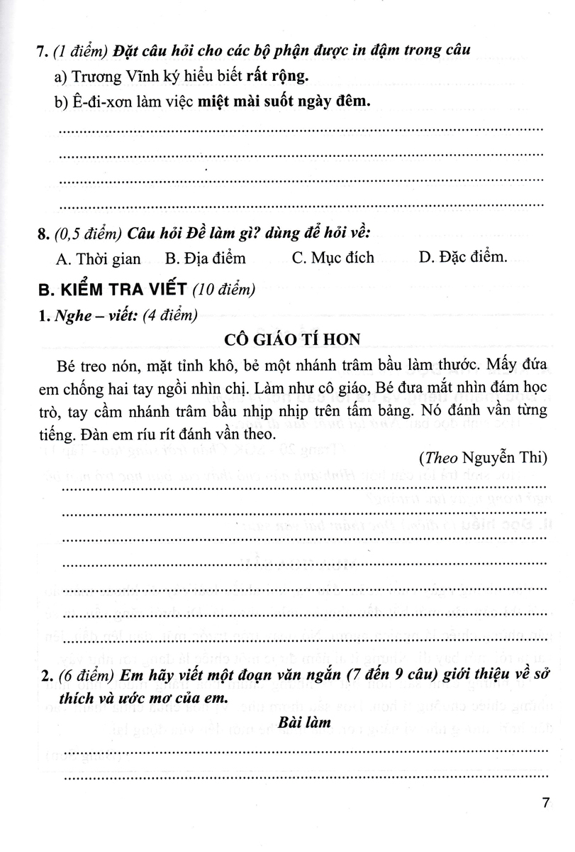bộ đề kiểm tra môn tiếng việt lớp 3 (dùng kèm sgk chân trời sáng tạo)