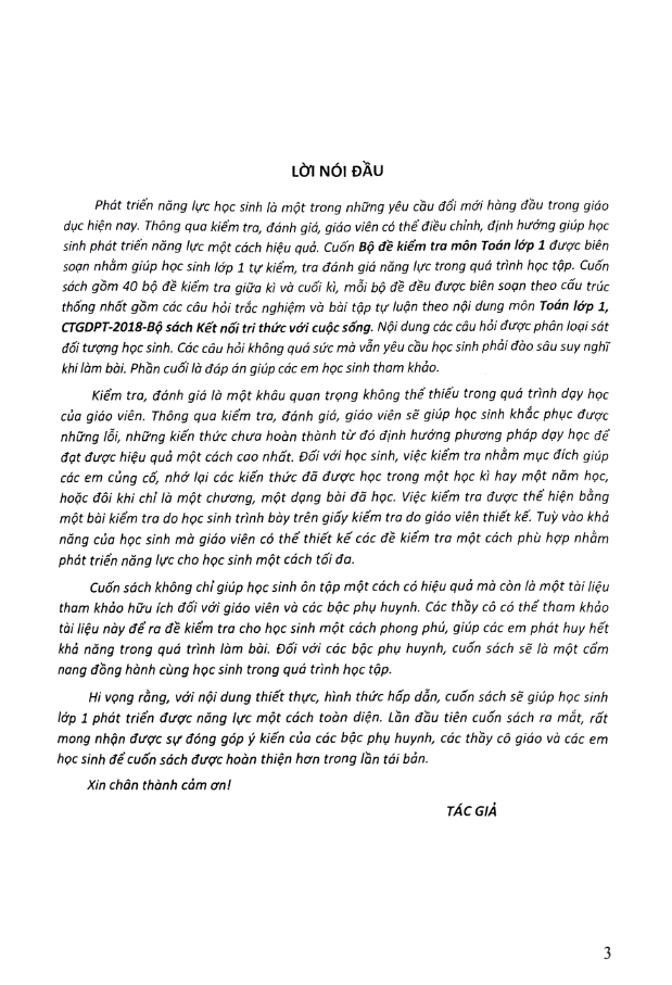 bộ đề kiểm tra môn toán - lớp 1 (kết nối)