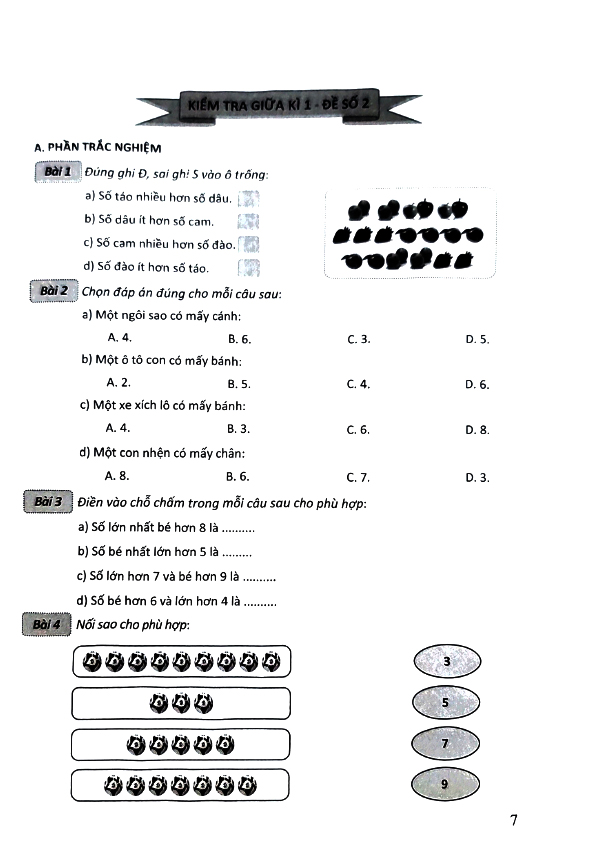 bộ đề kiểm tra môn toán - lớp 1 (kết nối)