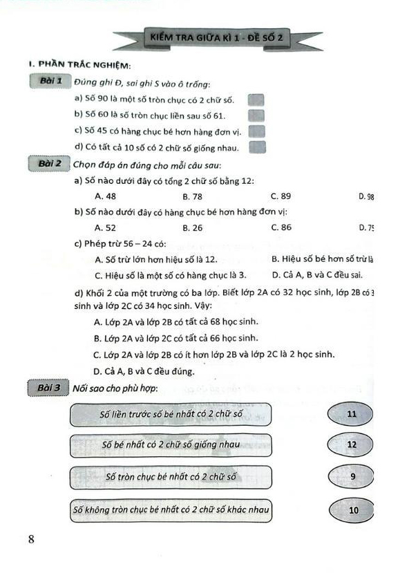 Bo De Kiem Tra Mon Toan - Lop 2 (Ket Noi)