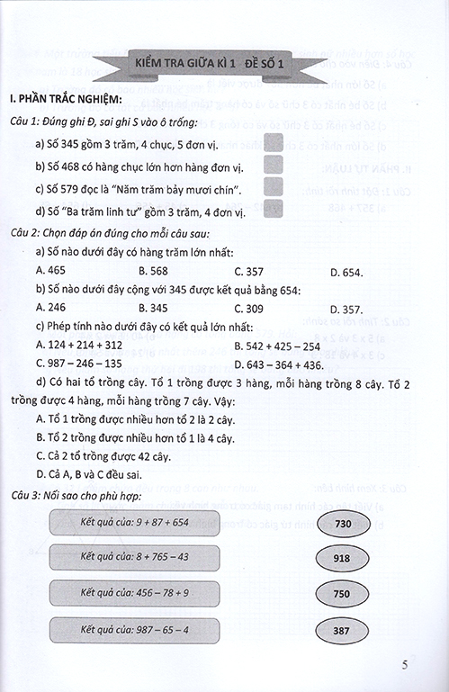 bộ đề kiểm tra môn toán - lớp 3 (kết nối)