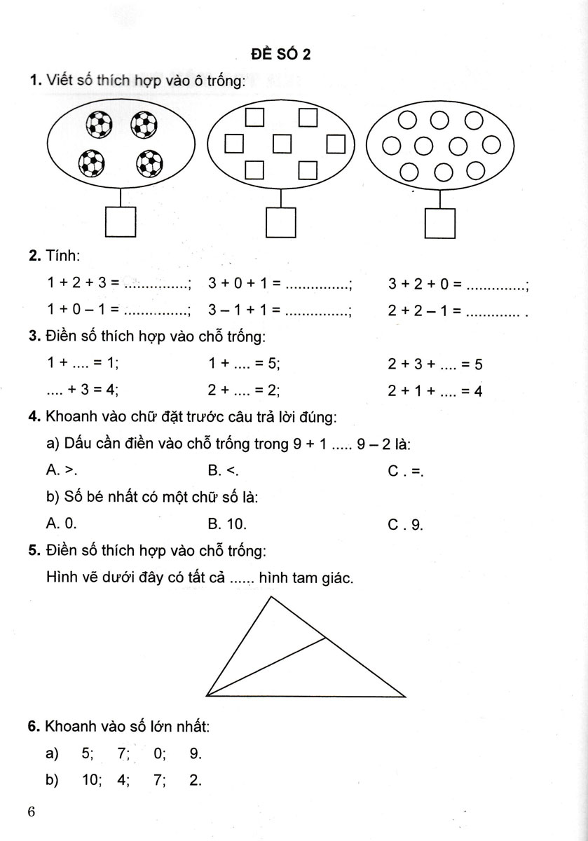 bộ đề kiểm tra môn toán - tiếng việt - lớp 1