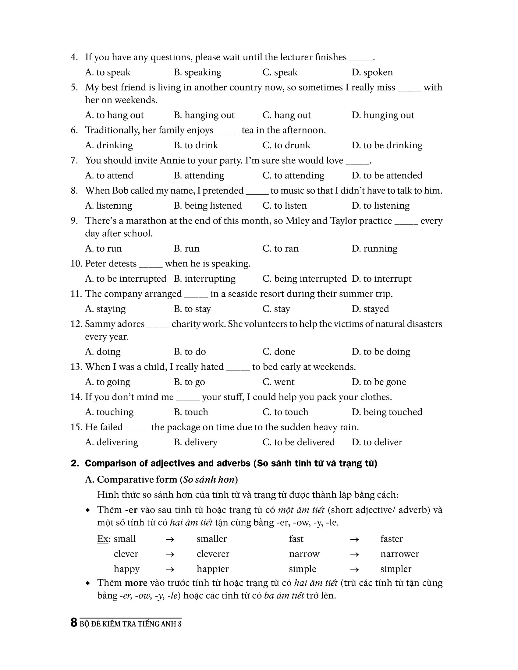 bộ đề kiểm tra tiếng anh 8 (chương trình thí điểm)