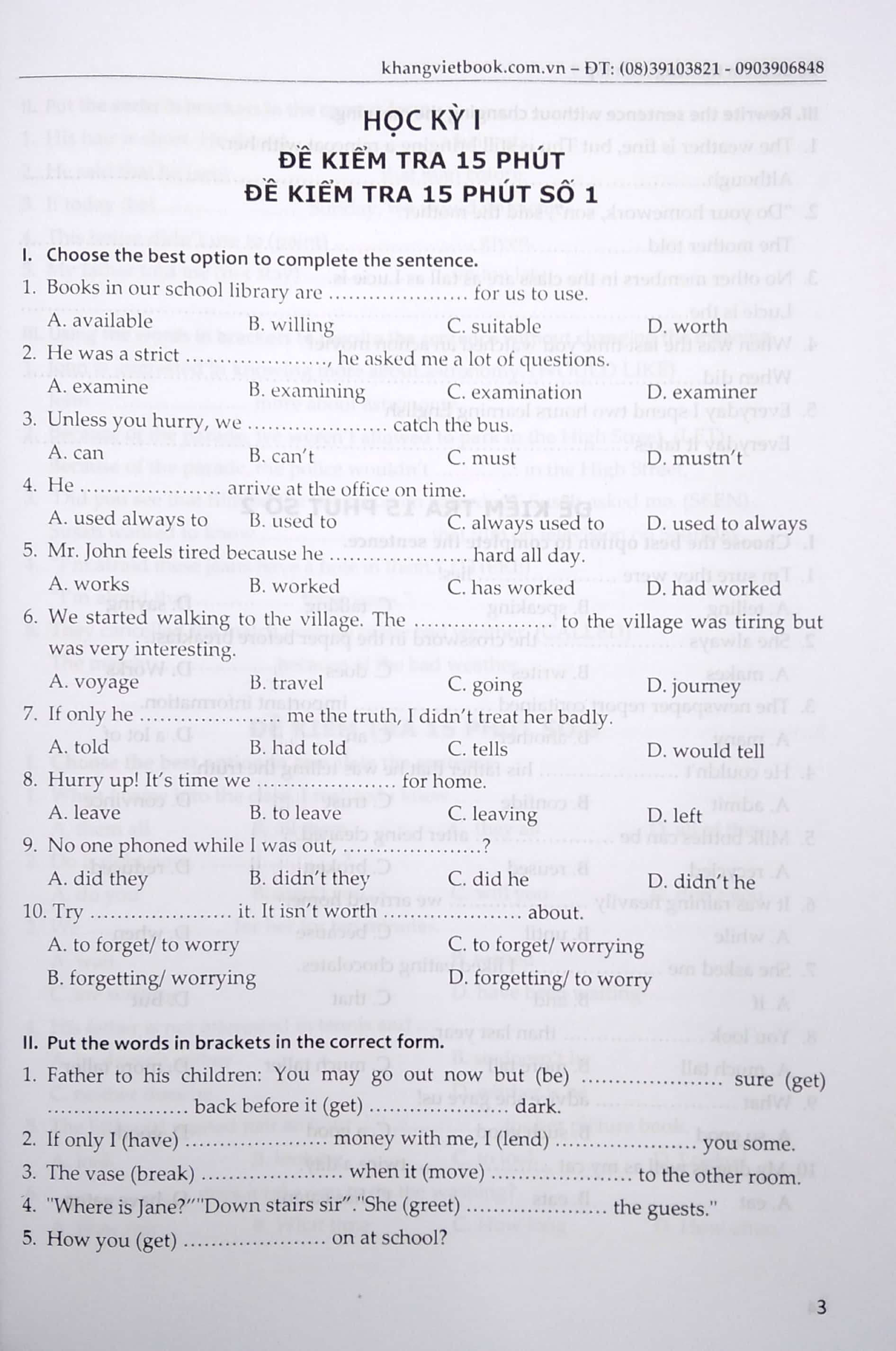 bộ đề kiểm tra tiếng anh 9