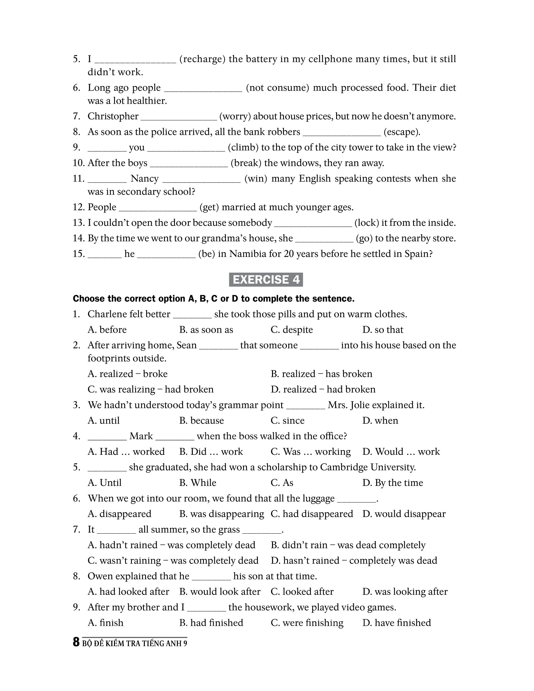 bộ đề kiểm tra tiếng anh 9 (chương trình thí điểm)