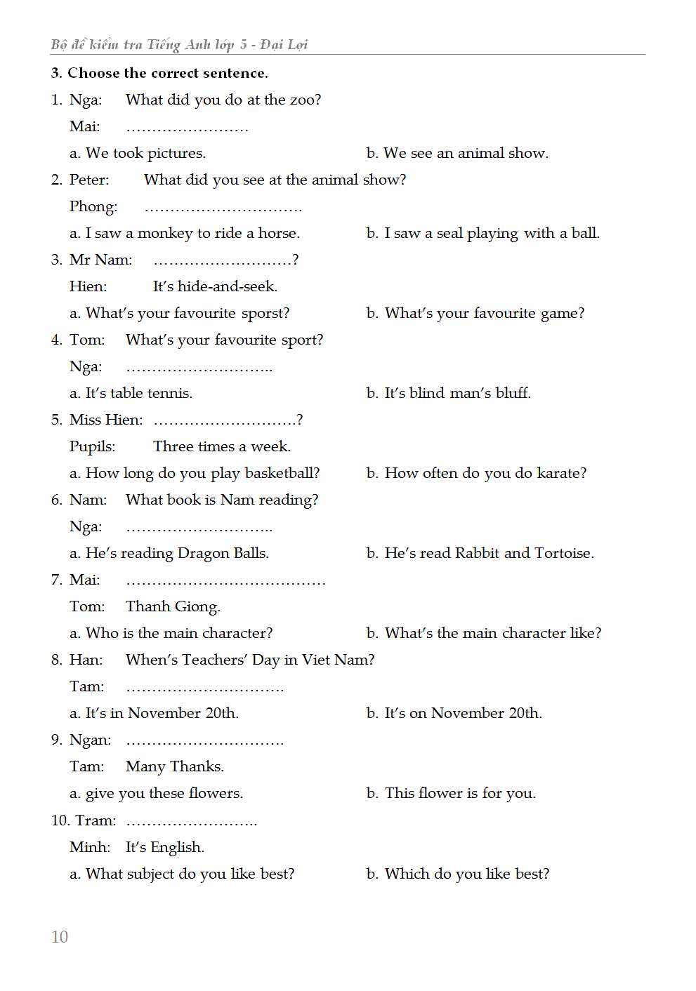 bộ đề kiểm tra tiếng anh - lớp 5