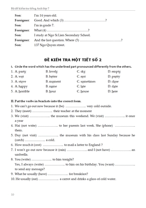 bộ đề kiểm tra tiếng anh - lớp 7