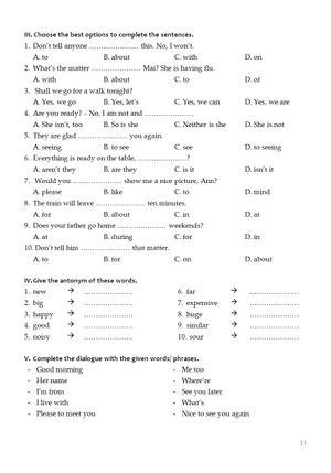 bộ đề kiểm tra tiếng anh - lớp 7