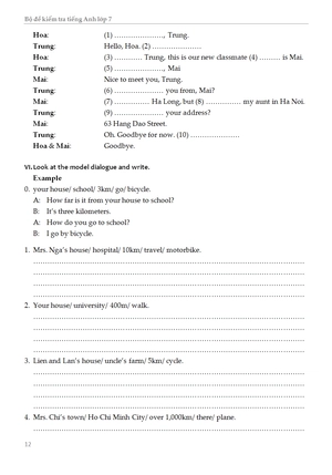 bộ đề kiểm tra tiếng anh - lớp 7