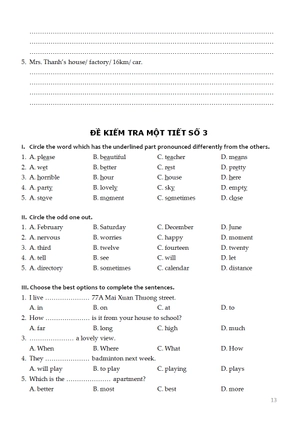 bộ đề kiểm tra tiếng anh - lớp 7