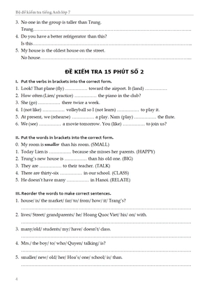 bộ đề kiểm tra tiếng anh - lớp 7