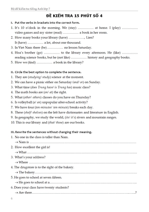 bộ đề kiểm tra tiếng anh - lớp 7