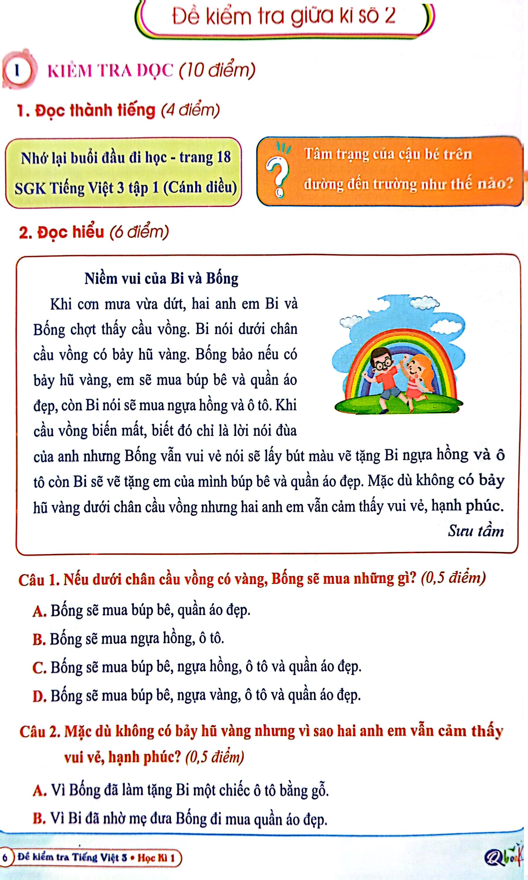 bộ đề kiểm tra tiếng việt 3 - học kì 1 (cánh diều) (2022)