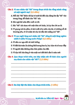 bộ đề kiểm tra tiếng việt 5 - tập 1 (kết nối) (sách màu)