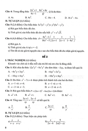 bộ đề kiểm tra toán 8 (bám sát sgk chân trời sáng tạo)