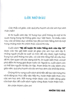 bộ đề luyện thi môn tiếng anh vào lớp 10 (có đáp án)