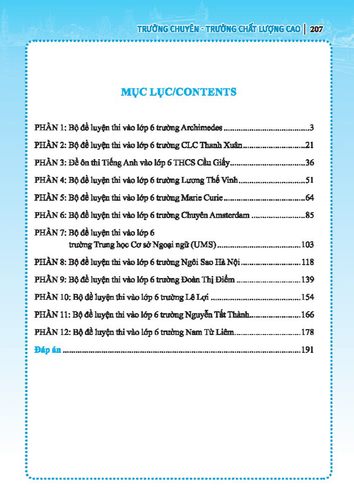 bộ đề luyện thi môn tiếng anh vào lớp 6 trường chuyên, trường chất lượng cao - có đáp án