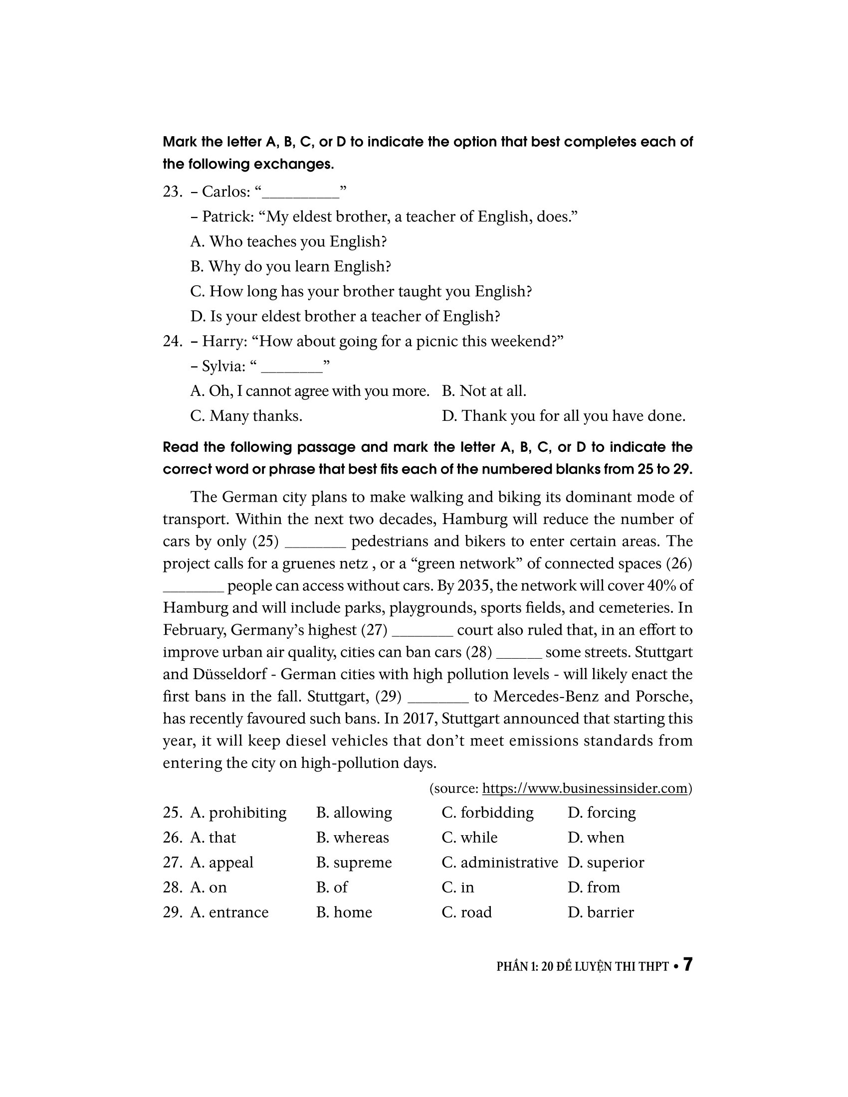 bộ đề luyện thi thpt môn tiếng anh (2022)
