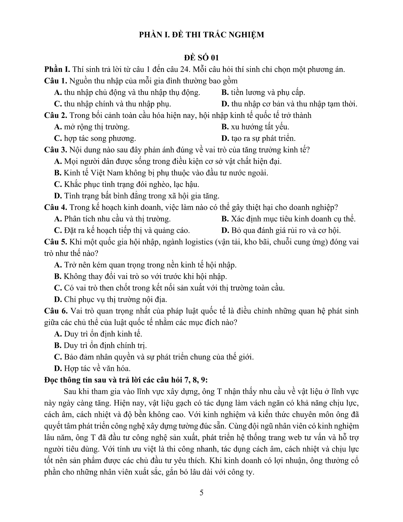 Bộ Đề Ôn Luyện Chuyên Sâu - Môn Giáo Dục Kinh Tế Và Pháp Luật - Kỳ Thi Tốt Nghiệp THPT Theo Chương Trình GDPT Mới