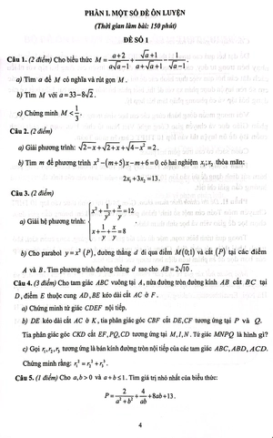 bộ đề ôn luyện thi vào lớp 10 chuyên môn toán