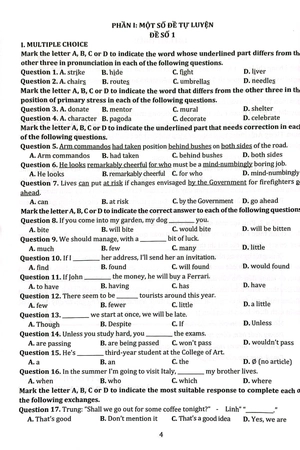 bộ đề ôn luyện thi vào lớp 10 thpt - môn tiếng anh