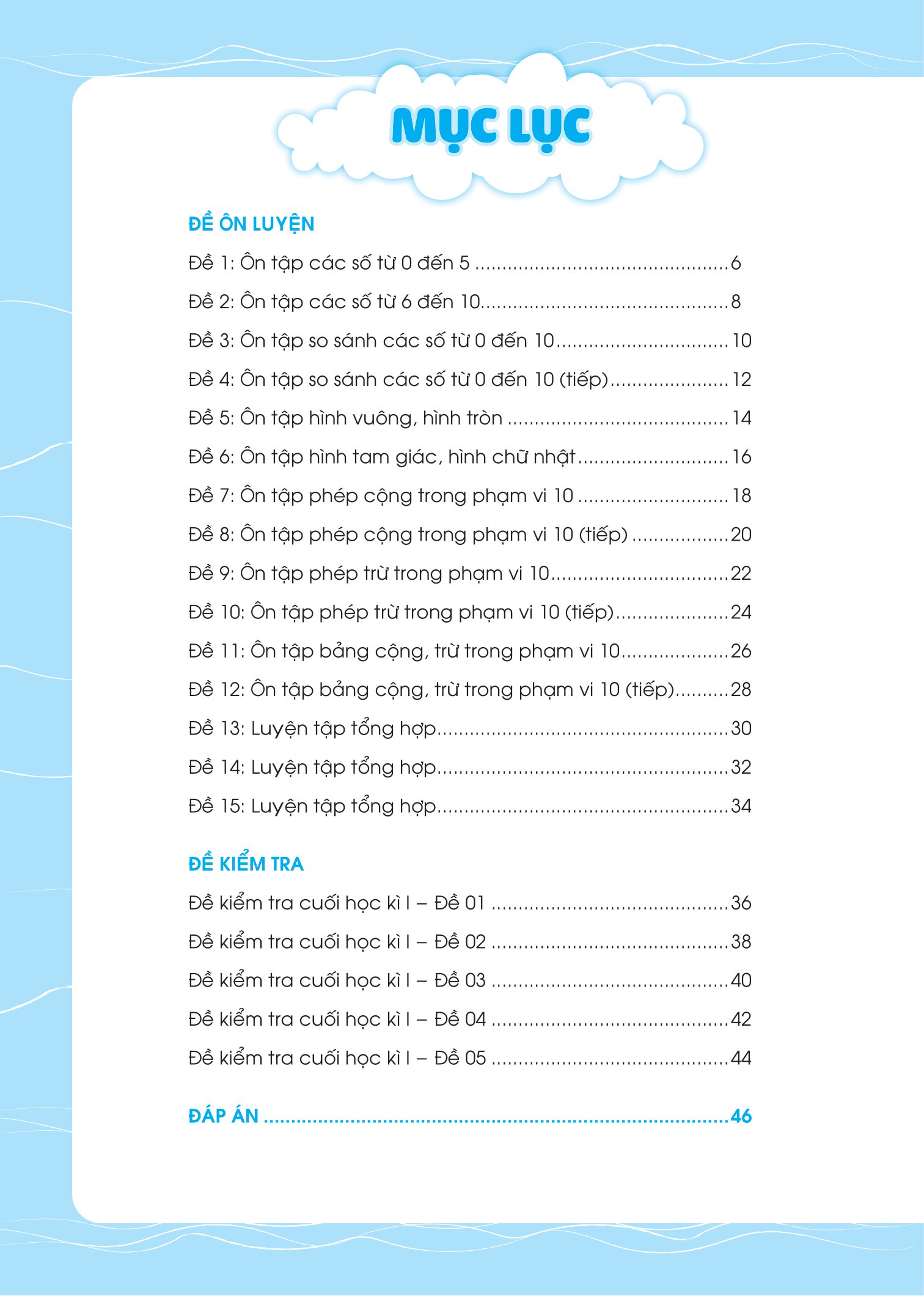 bộ đề ôn luyện và tự kiểm tra toán lớp 1 - tập 1