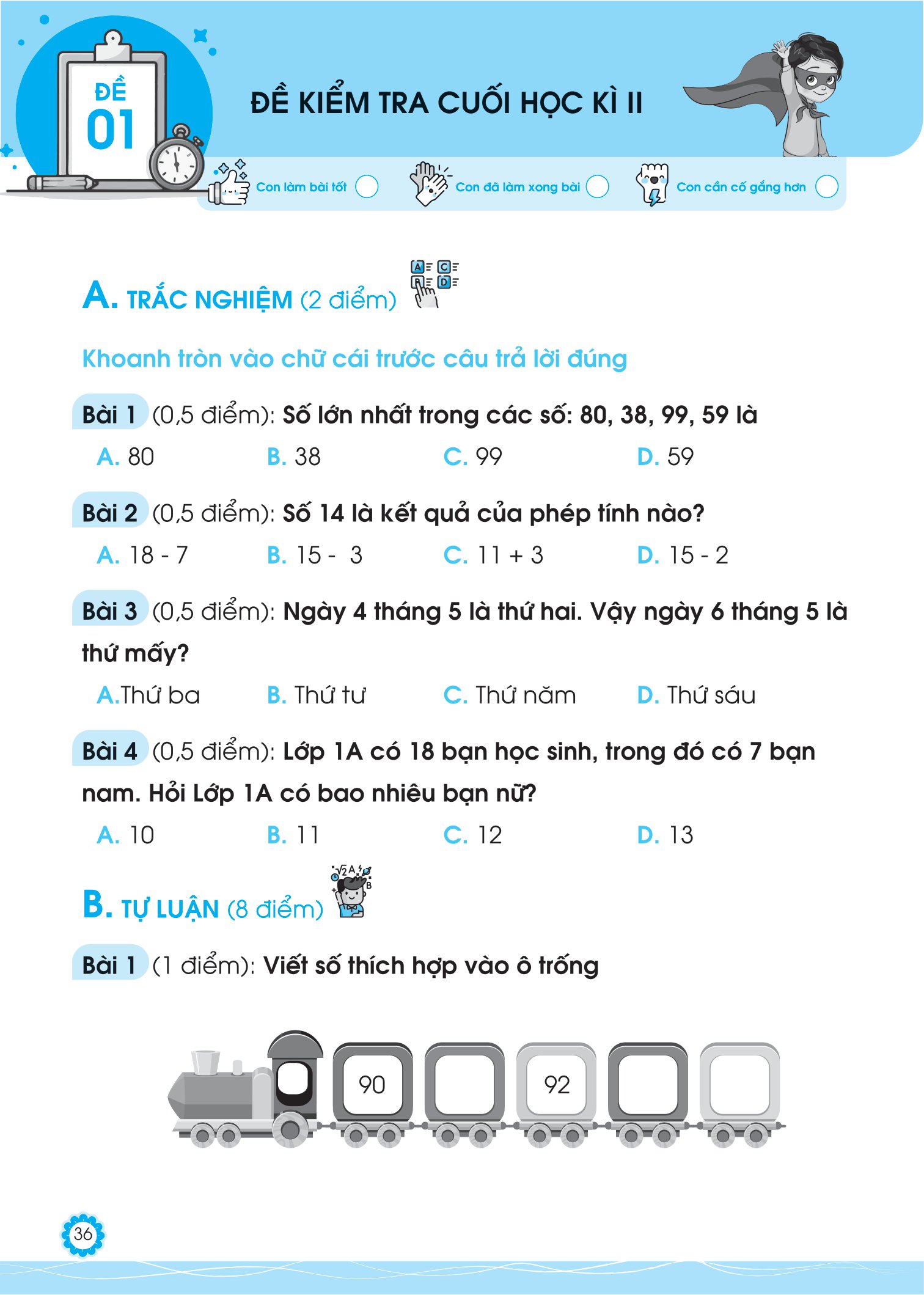 bộ đề ôn luyện và tự kiểm tra toán lớp 1 - tập 2