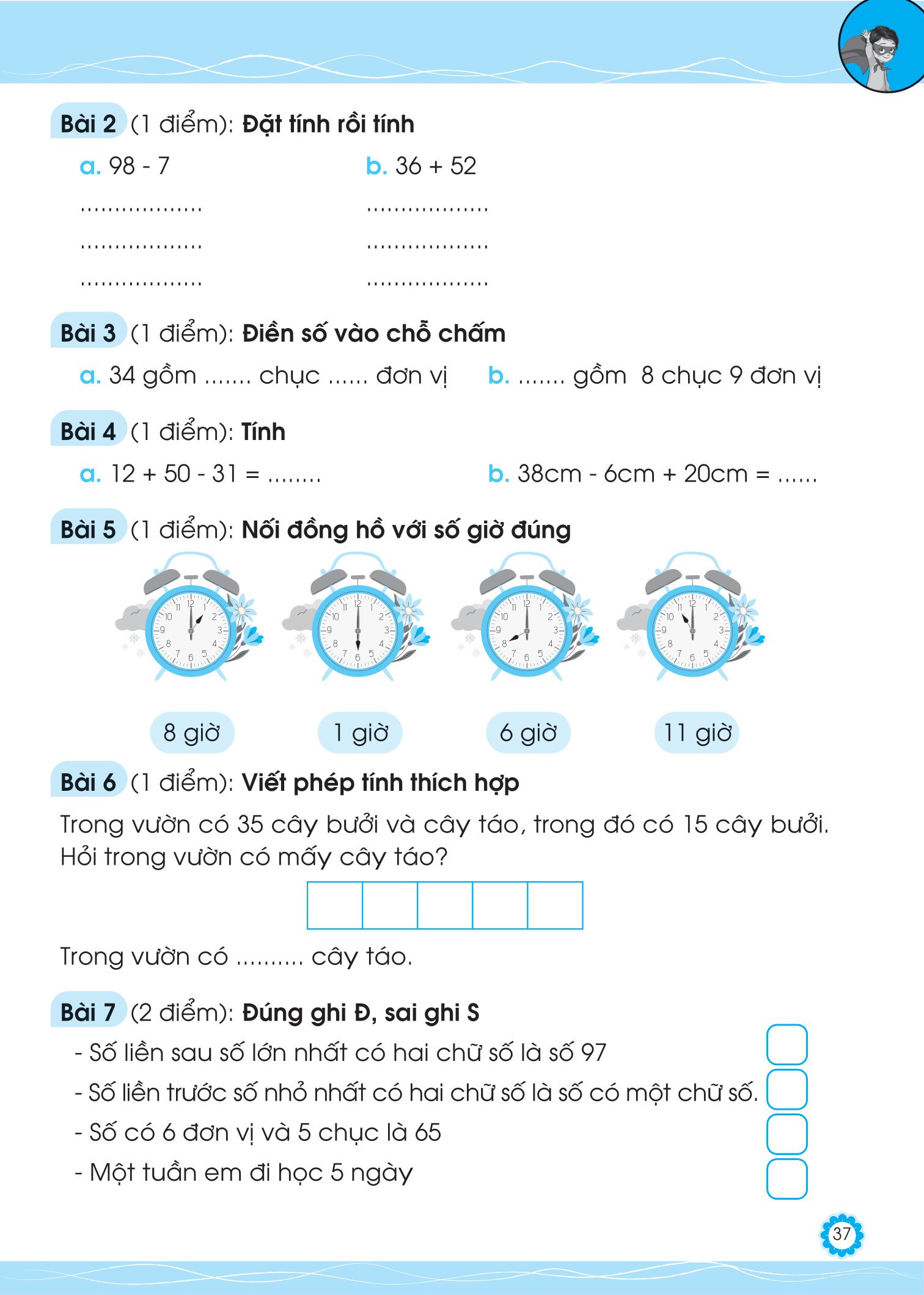bộ đề ôn luyện và tự kiểm tra toán lớp 1 - tập 2