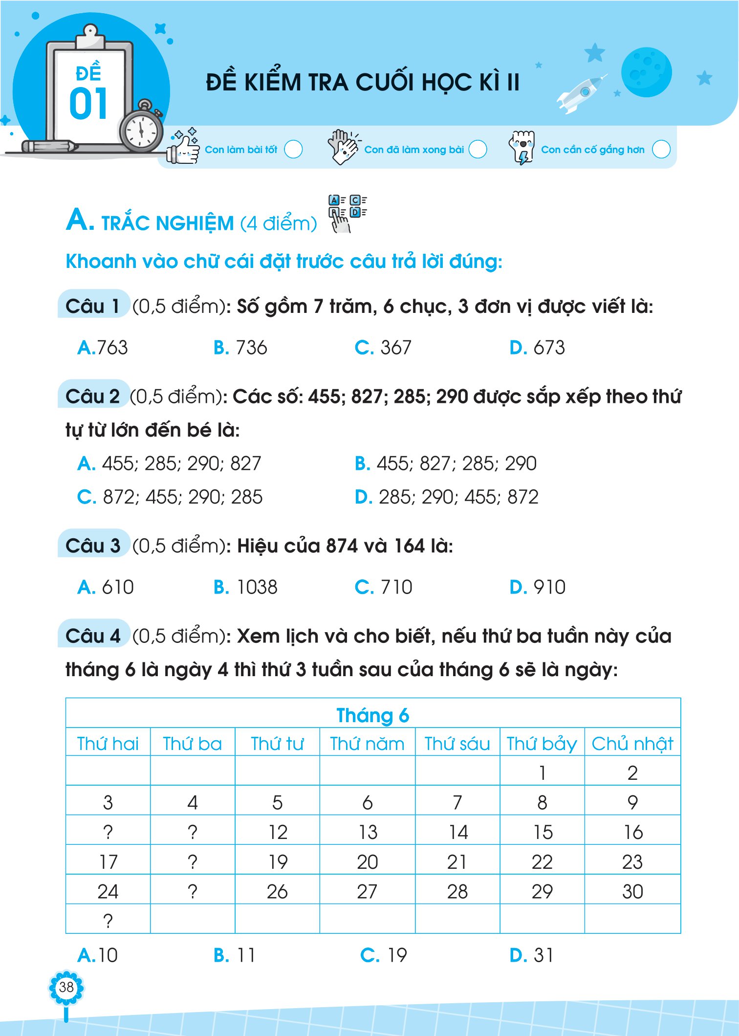 bộ đề ôn luyện và tự kiểm tra toán lớp 2 - tập 2