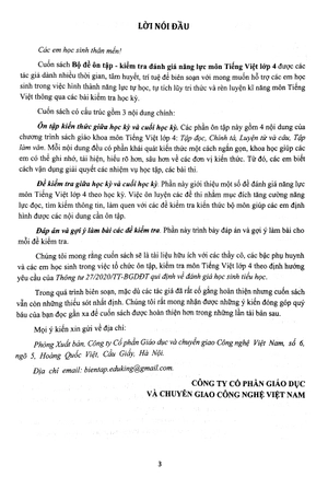 bộ đề ôn tập - kiểm tra đánh giá năng lực môn tiếng việt lớp 4