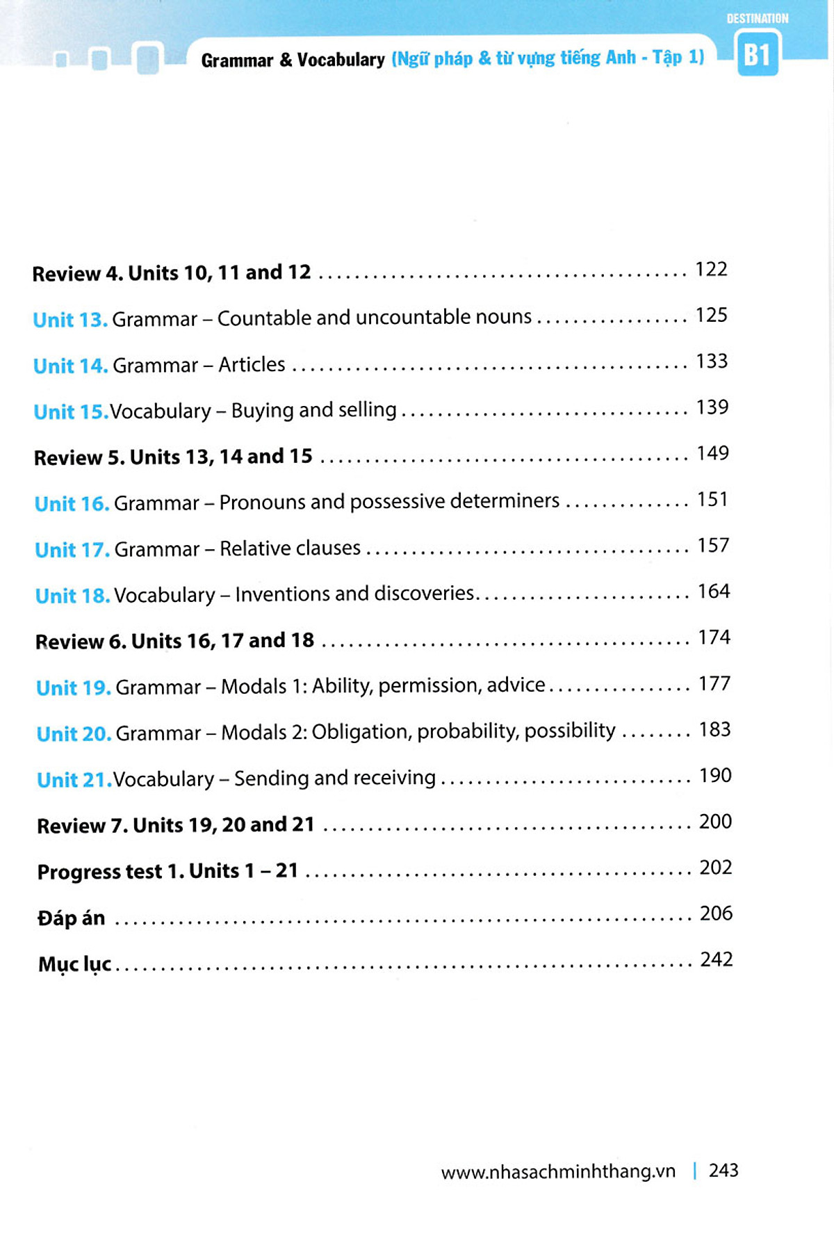 bộ destination b1 - ngữ pháp và từ vựng tiếng anh - tập 1